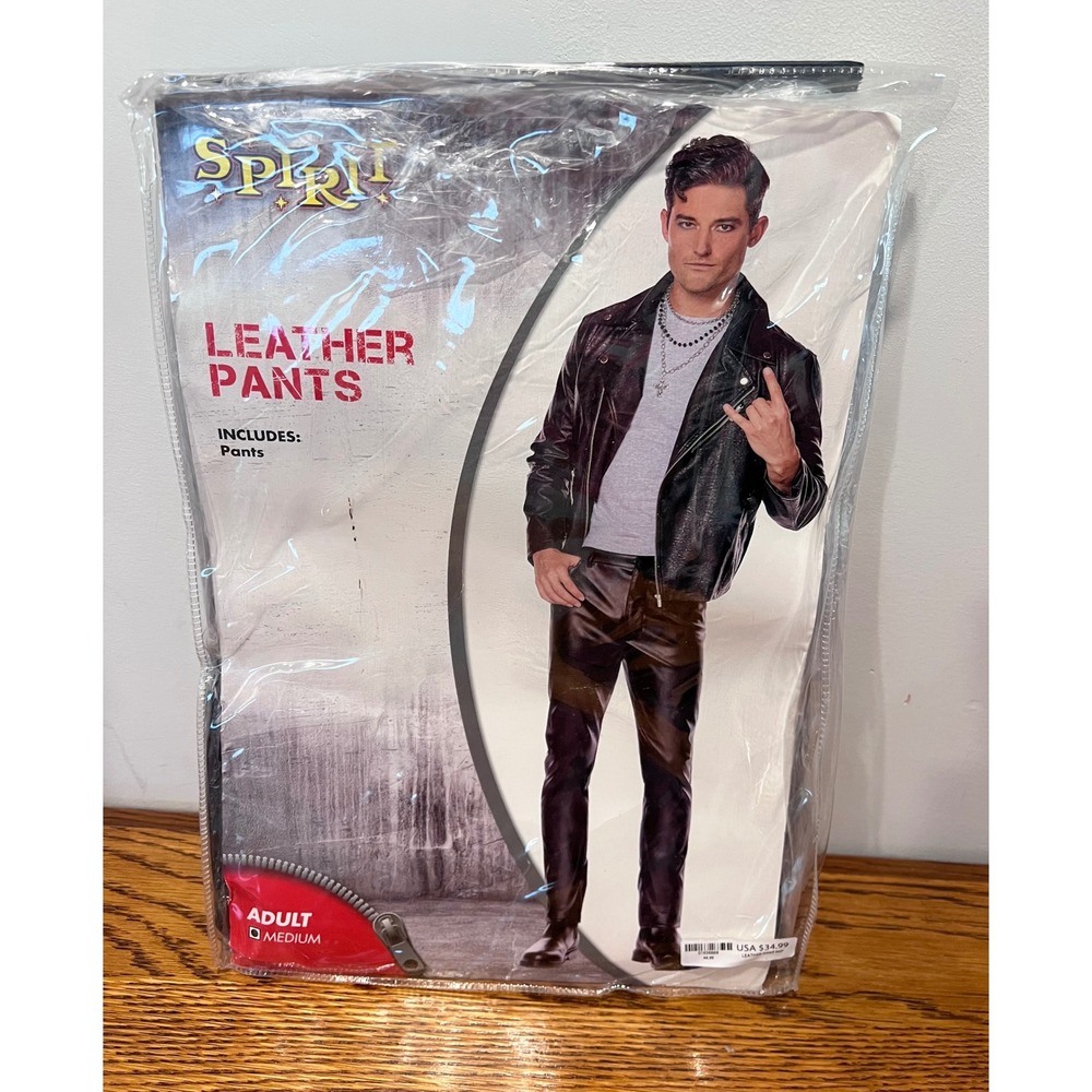 Spirit Halloween Adult Leather Pants Costume Rocker Biker Cosplay Medium - Picture 1 of 5